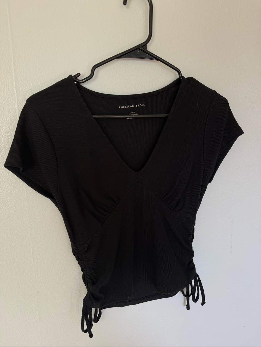 American Eagle Outfitters Black V-Neck Side Tie Top